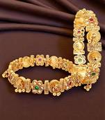 Gold plated multi stone set of 2 ghungroo bangles