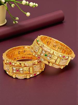 Set of 6 gold plated rajwadi meenakari bangle set 1