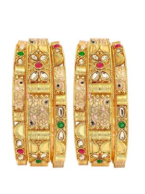 Set of 6 gold plated rajwadi meenakari bangle set 2