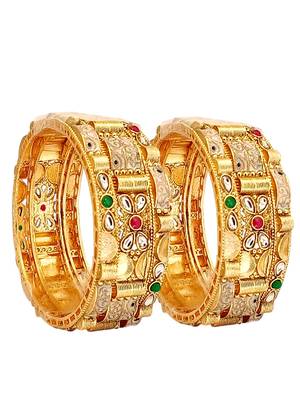 Set of 6 gold plated rajwadi meenakari bangle set 3