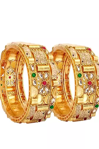Set of 6 gold plated rajwadi meenakari bangle set