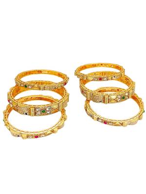 Set of 6 gold plated rajwadi meenakari bangle set 4