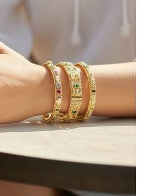 Set of 6 gold plated rajwadi meenakari bangle set 5