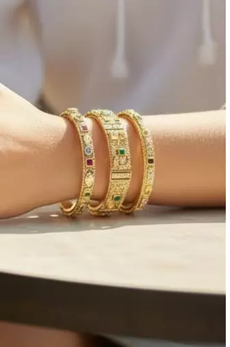 Set of 6 gold plated rajwadi meenakari bangle set
