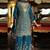 Blue chinon silk embroidered designer palzzo suit