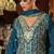 Blue chinon silk embroidered designer palzzo suit