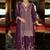 Purple chinon silk embroidered designer palzzo suit