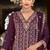 Purple chinon silk embroidered designer palzzo suit