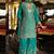 Turquoise chinon silk embroidered designer palzzo suit