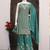 Turquoise chinon silk embroidered designer palzzo suit