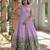 Dola Silk Printed & Embroidered Readymade Gown     Lavender | 56" Length | Light Festive & Ethnic Wear