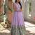 Dola Silk Printed & Embroidered Readymade Gown     Lavender | 56" Length | Light Festive & Ethnic Wear