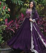 Faux Blooming Sequins Embroidered Semi-Stitched Gown with Dupatta Festive Wear
