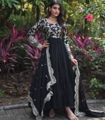 Faux Blooming Sequins Embroidered Semi-Stitched Gown with Dupatta Festive Wear