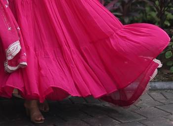 Faux Blooming Sequins Embroidered Semi-Stitched Gown with Dupatta Festive Wear 3