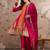 Pink & orange embroidered anarkali kurta palazzo set with dupatta 