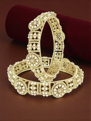 Set of 2 gold plated filigree kada bangle set 1
