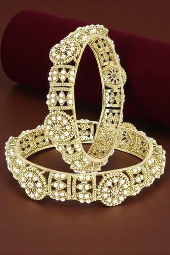 Set of 2 gold plated filigree kada bangle set