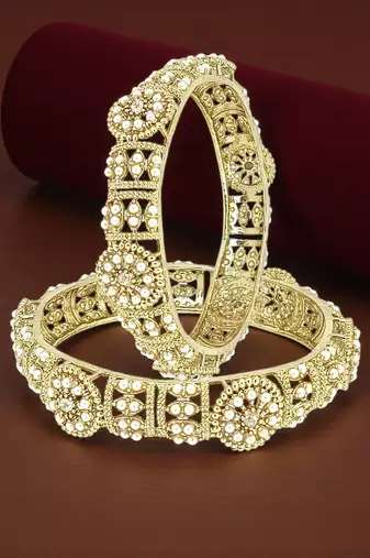 Set of 2 gold plated filigree kada bangle set