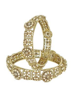 Set of 2 gold plated filigree kada bangle set 3
