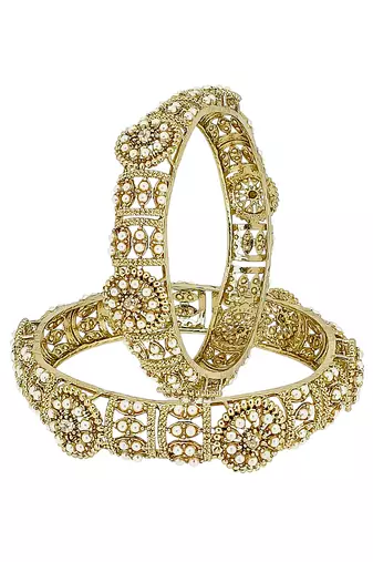 Set of 2 gold plated filigree kada bangle set