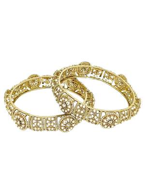 Set of 2 gold plated filigree kada bangle set 4