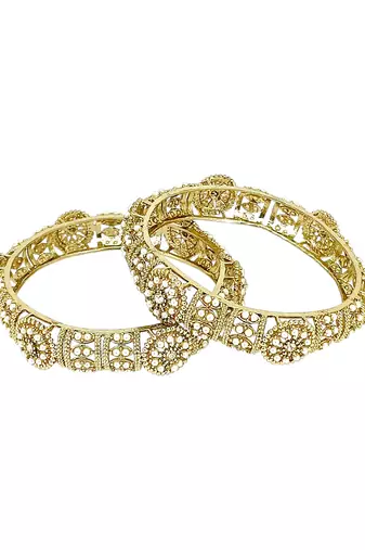 Set of 2 gold plated filigree kada bangle set