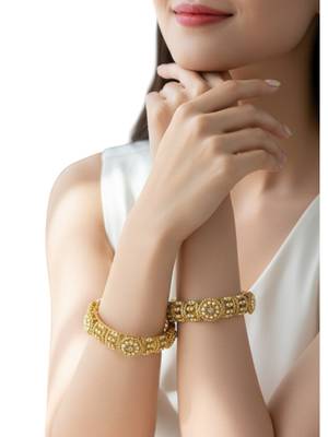 Set of 2 gold plated filigree kada bangle set 5