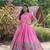 Dola Silk Printed & Embroidered Readymade Gown     Pink | 56" Length | Lightweight Festive Wear