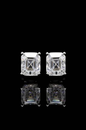 Pure 925 silver asscher cut moissanite diamonds studs for men & women