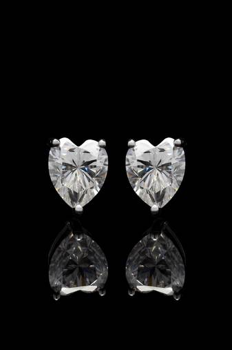 Pure 925 silver heart cut moissanite diamonds studs for men & women