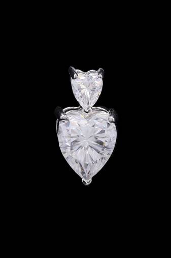 Pure 925 silver double heart moissanite pendant for women