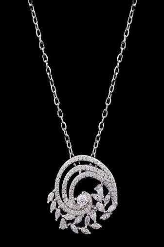 Pure 925 silver spiral flower moissanite pendant for women