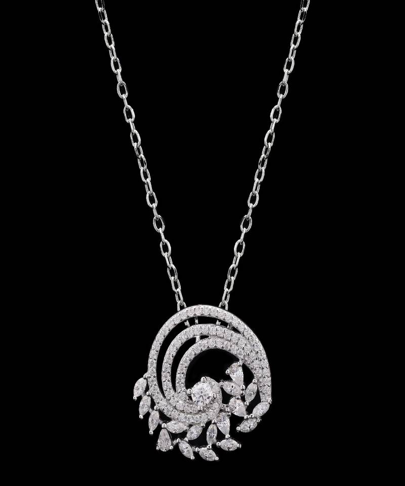 Pure 925 silver spiral flower moissanite pendant for women