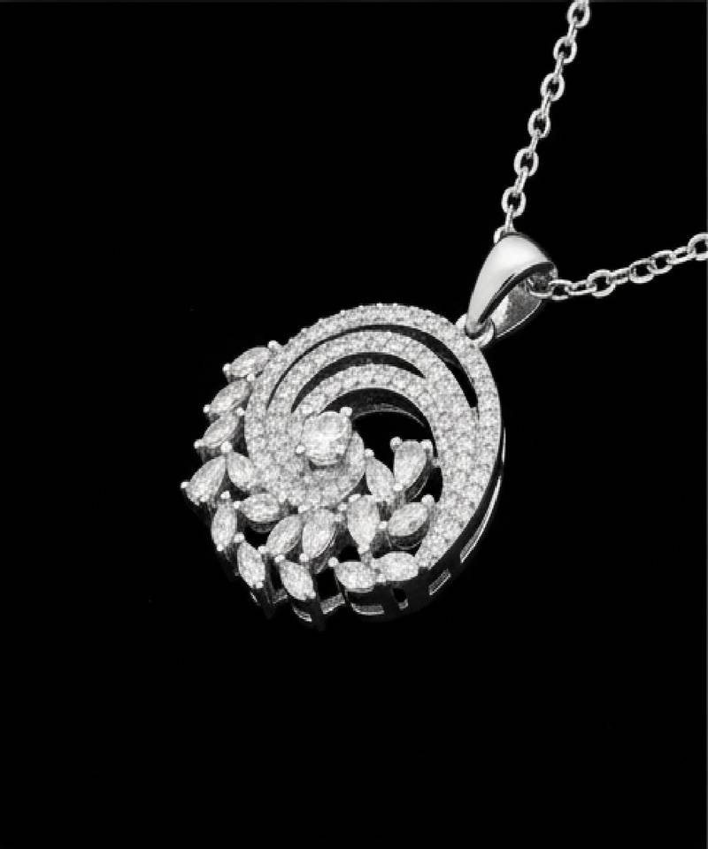 Pure 925 silver spiral flower moissanite pendant for women