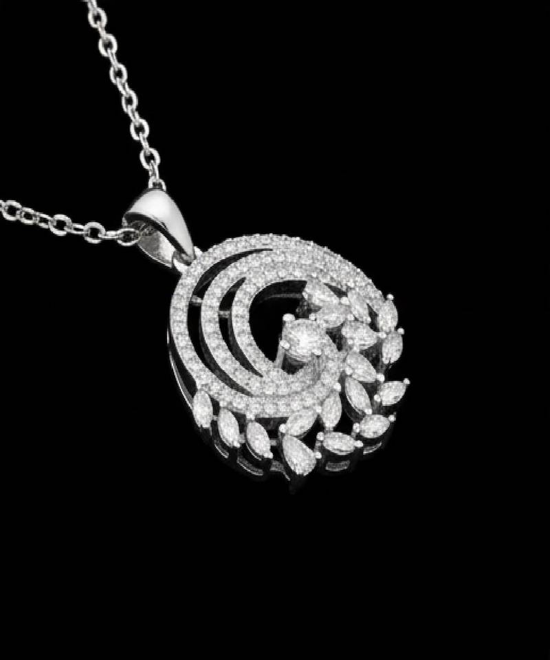 Pure 925 silver spiral flower moissanite pendant for women