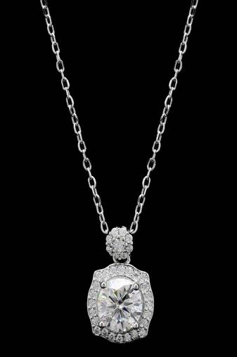 Pure 925 silver flower on top moissanite pendant for women