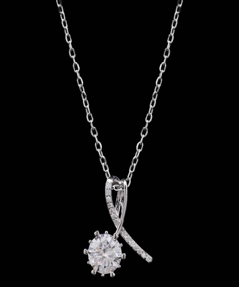 Pure 925 silver solitaire knot moissanite pendant for women