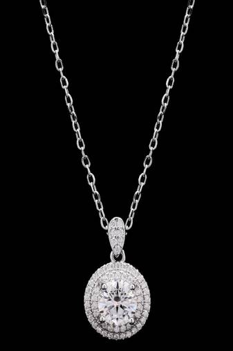 Pure 925 silver solitaire two layer moissanite pendant for women
