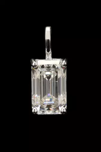 Pure 925 silver solitaire emerald cut moissanite pendant for women