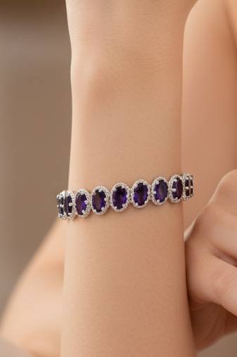Pure 925 silver amethyst bracelet for women