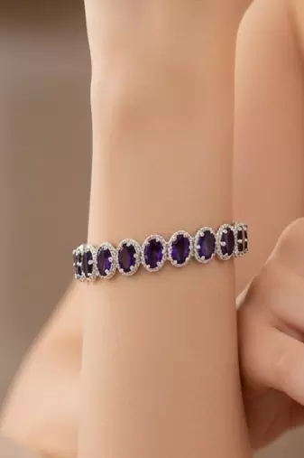 Pure 925 silver amethyst bracelet for women