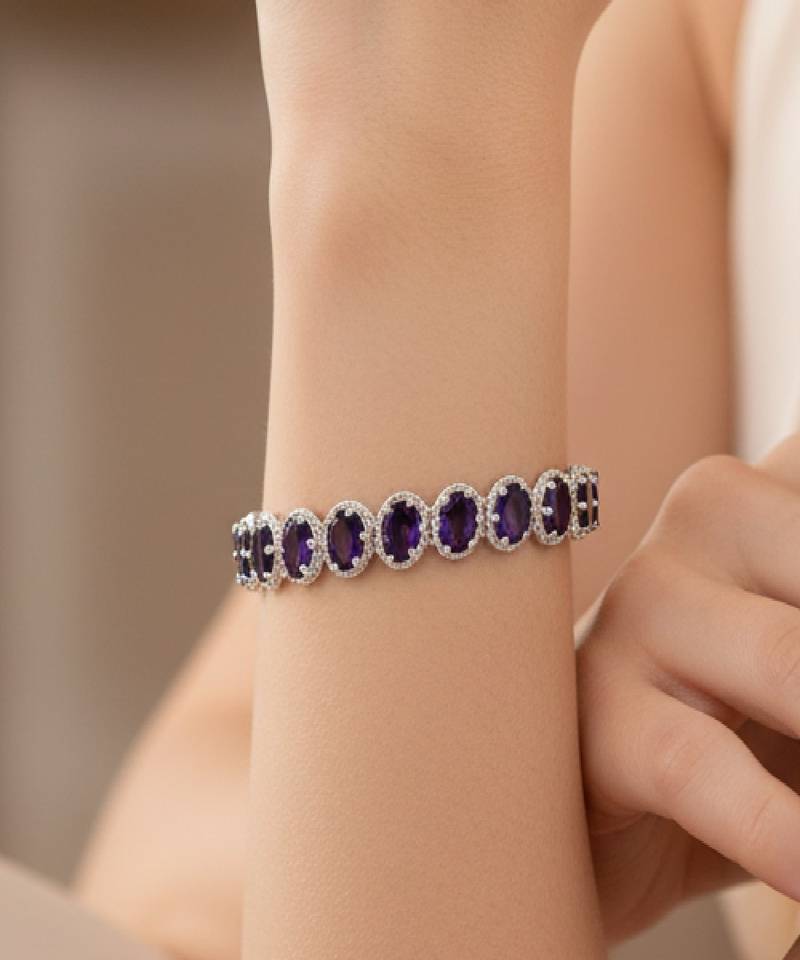 Pure 925 silver amethyst bracelet for women