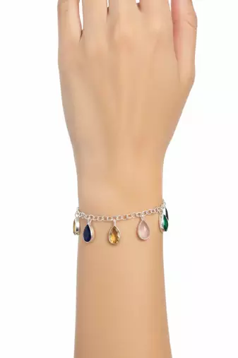 Pure 925 silver multi stone pear cut bracelet for women