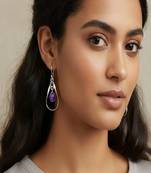 Pure 925 silver amethyst danglers earrings for women