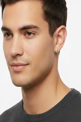 Pure 925 silver citrine studs earrings for men & women