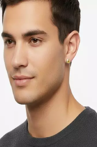 Pure 925 silver citrine studs earrings for men & women