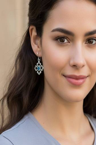 Pure 925 silver snow blue topaz earrings for women