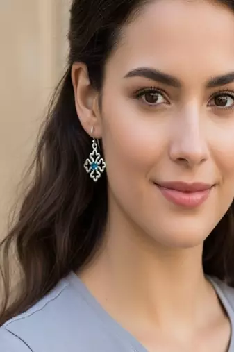 Pure 925 silver snow blue topaz earrings for women