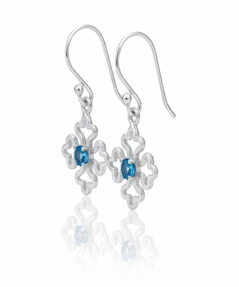 Pure 925 silver snow blue topaz earrings for women